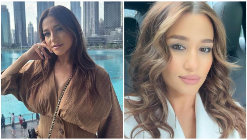 Colaj cu Claudia Pătrășcanu în două ipostaze diferite