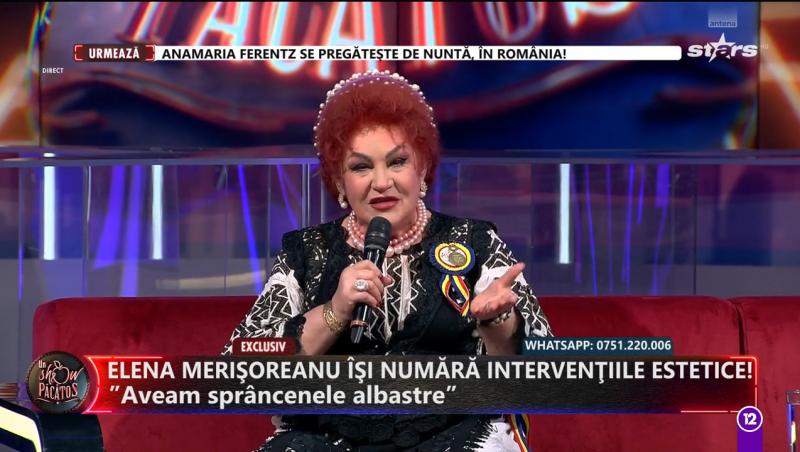 Câte intervenții estetice are Elena Merișoreanu. Artista nu a ezitat să recunoască faptul că apelează la ajutorul esteticienilor