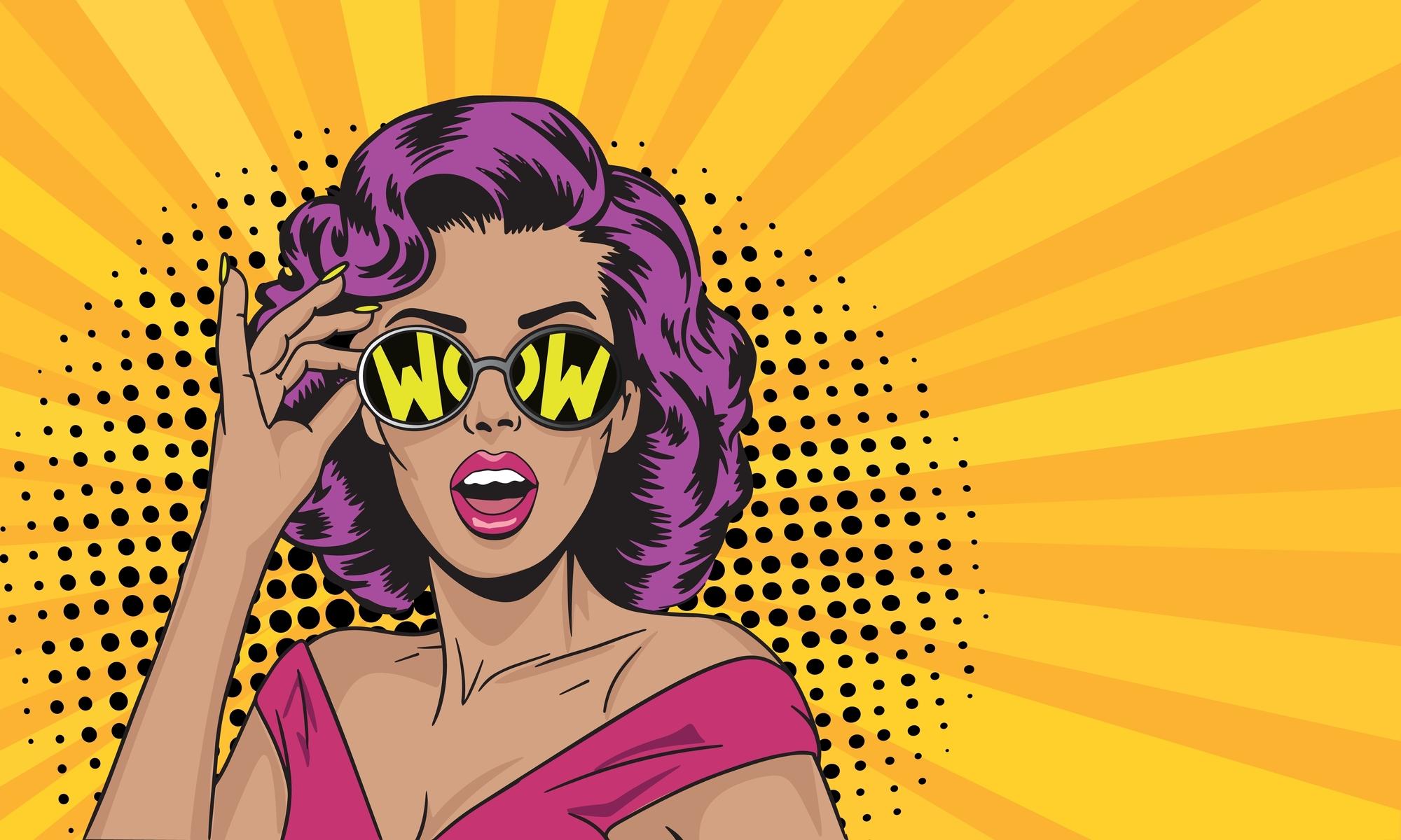 imaigne pop art cu o femeie fericita