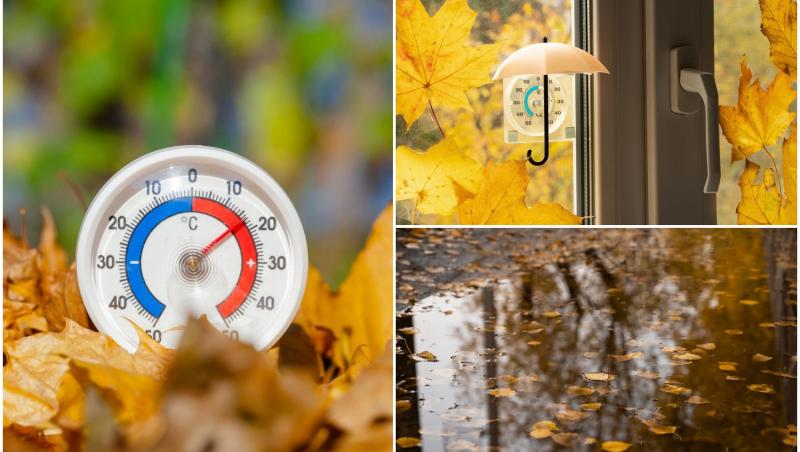 colaj foto cu imagini de toamna si termometre