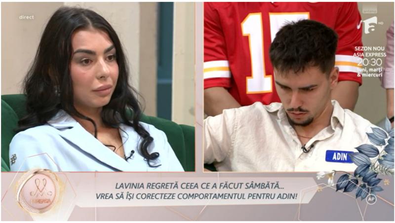 Mireasa, sezon 12. Cum au apărut Lavinia și Adin în live după ce doamna Adriana le-a sugerat să renunțe la relație