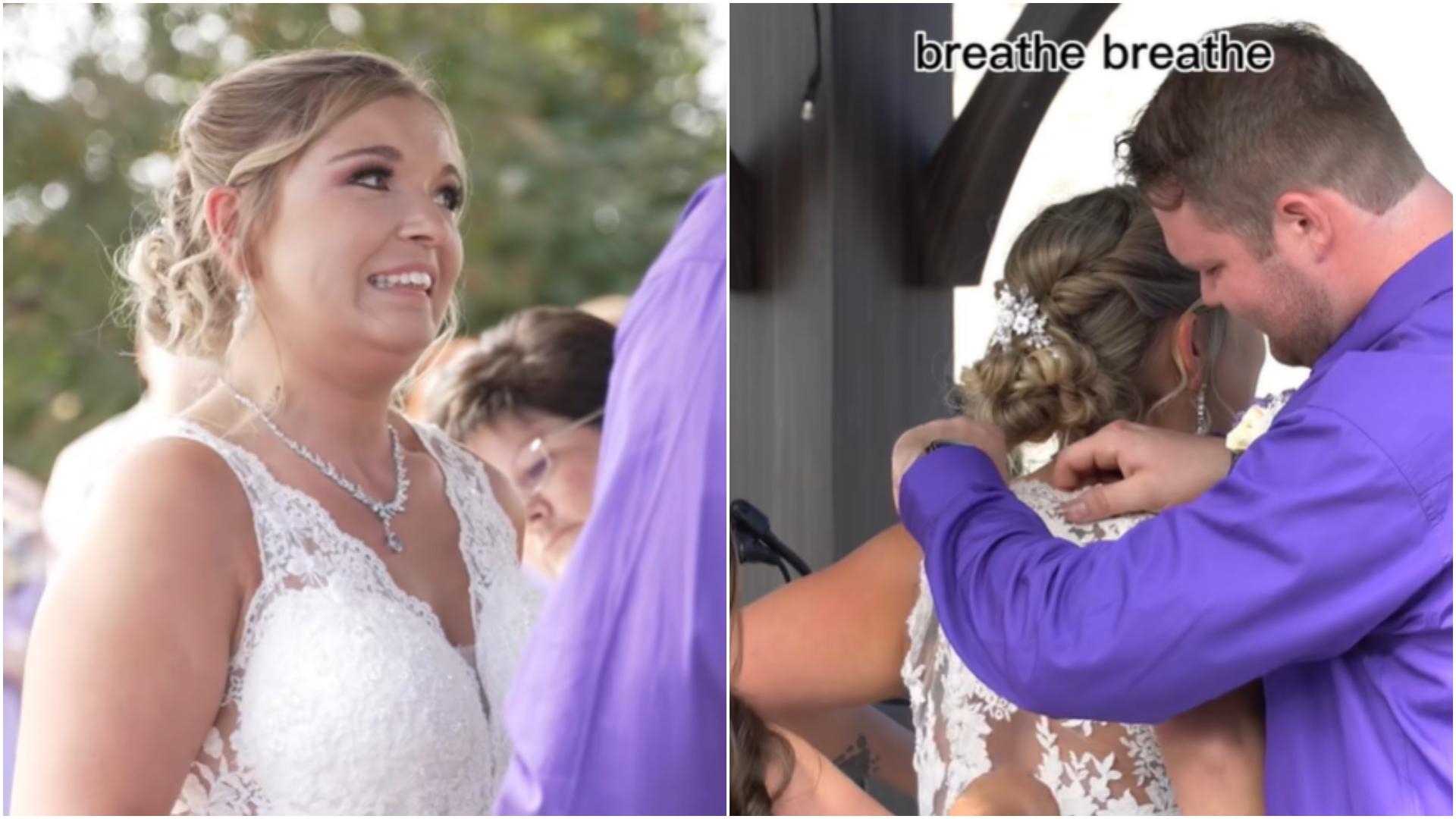 Momentul în care un mire își salvează mireasa, chiar în fața altarului. Ce s-a întâmplat când își rosteau jurămintele