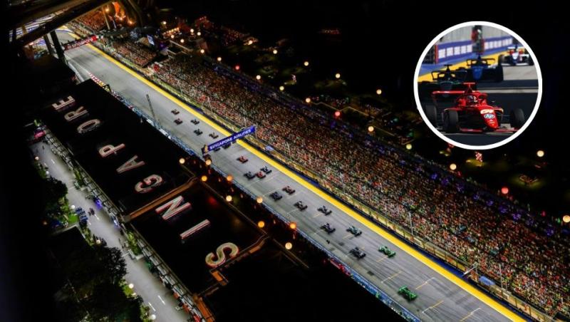 colaj monoposturi formula 1 pe marina bay circuit și monoposturi f1 academy în singapore 2024