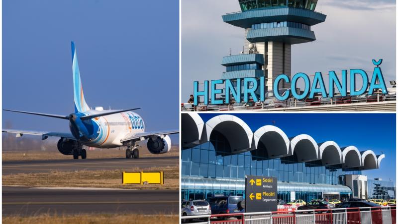 colaj foto cu avion si aeroportul henry coanda