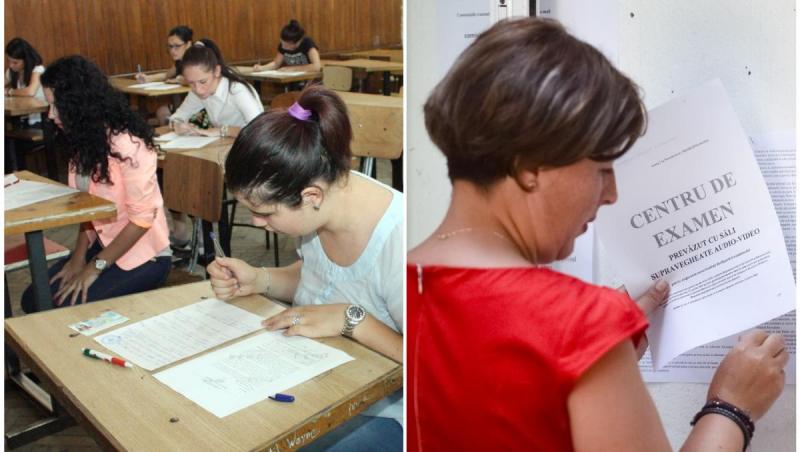 colaj foto cu elevi in banci si imagine cu o profesoara la avizier