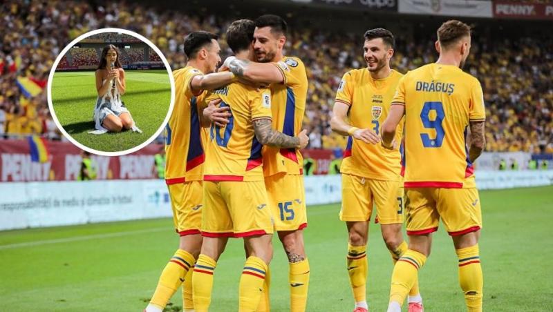 colaj fotbaliști din echipa națională pe teren și mira la arenele romane