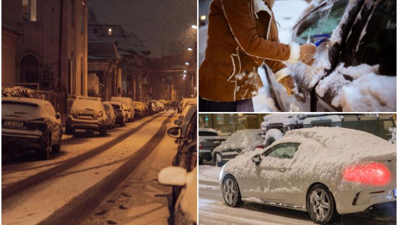 colaj foto cu imagini cu strazi si masini iarna