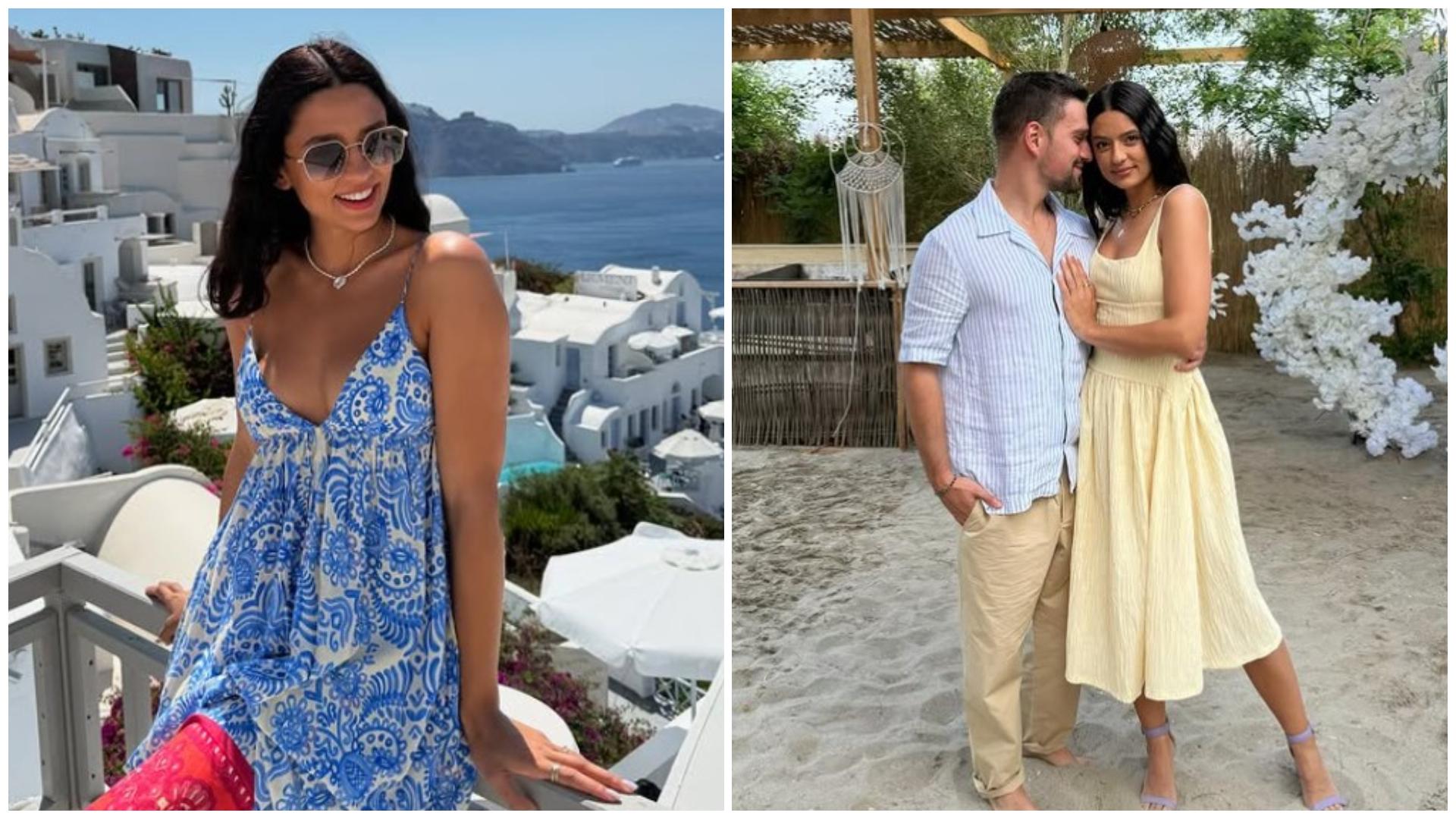 Colaj cu Oana Moșneagu în două ipostaze diferite