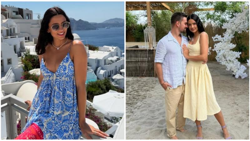 Colaj cu Oana Moșneagu &icirc;n două ipostaze diferite