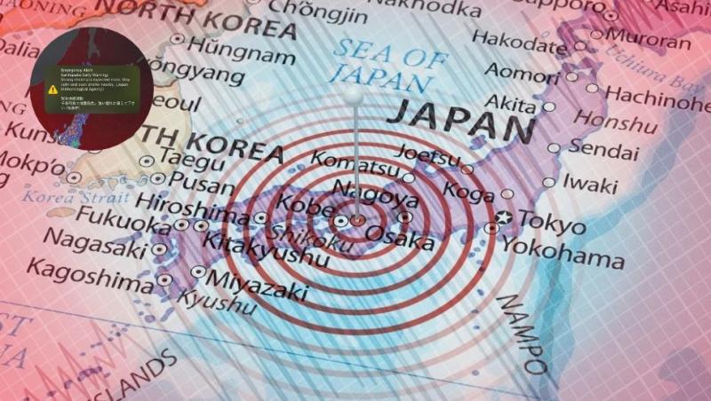 colaj hartă seismică japonia și alertă cutremur japonia