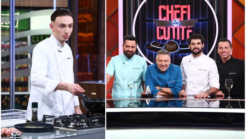 colaj foto cu oleg dobrin si poza cu juratii chefi la cutite