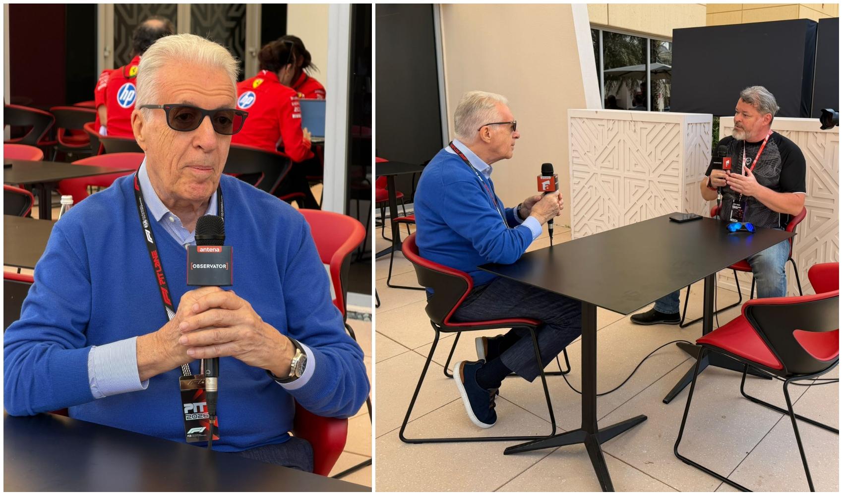 colaj foto cu piero ferrari oferind un interviu