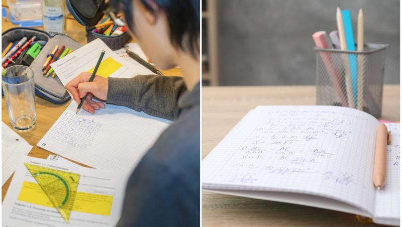 colaj foto cu elev si caiete de matematica