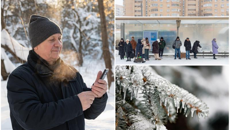 colaj foto cu barbat iarna si imagini de iarna