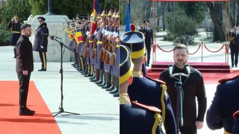 Volodimir Zelenski a ajuns la București. Președintele Ucrainei a salutat Garda de Onoare &icirc;n limba rom&acirc;nă