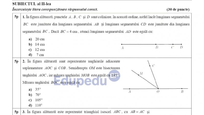 Subiecte și barem la Matematică, la Simulare Evaluarea Națională 2026. Ce exerciții au avut de rezolvat elevii claselor a VIII-a