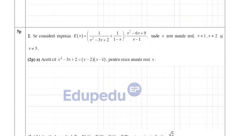 Subiecte și barem la Matematică, la Simulare Evaluarea Națională 2026. Ce exerciții au avut de rezolvat elevii claselor a VIII-a