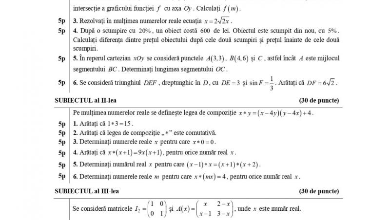 Rezolvarea subiectelor la Matematică la simulare BAC 2026. Cum vor fi punctate rezolvările conform baremului