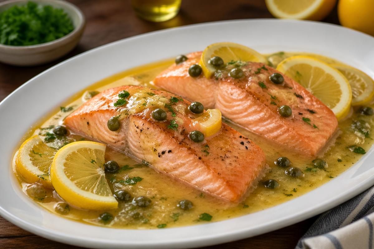 Piccata de somon. Rețetă italiană de pește cu  arome citrice și textură cremoasă