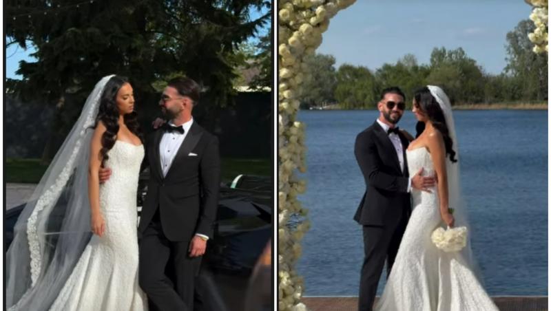 Dorian Popa și Andreea s-au căsătorit. Imagini de la nunta fastuoasă. Cum au arătat cele două rochii ale miresei