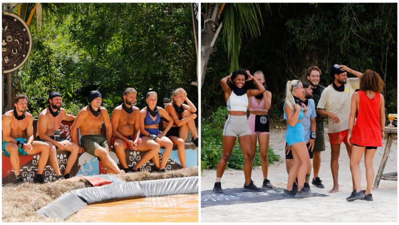 Legați la ochi, concurenții celor două echipe s-au luptat într-o mlaștină, dornici să câștige râvnita recompensă