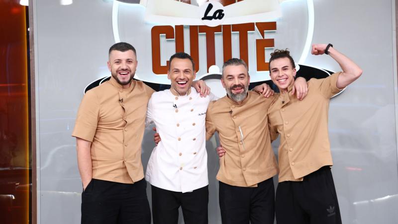 concurenti si chef pe un fundal deschis la culoare