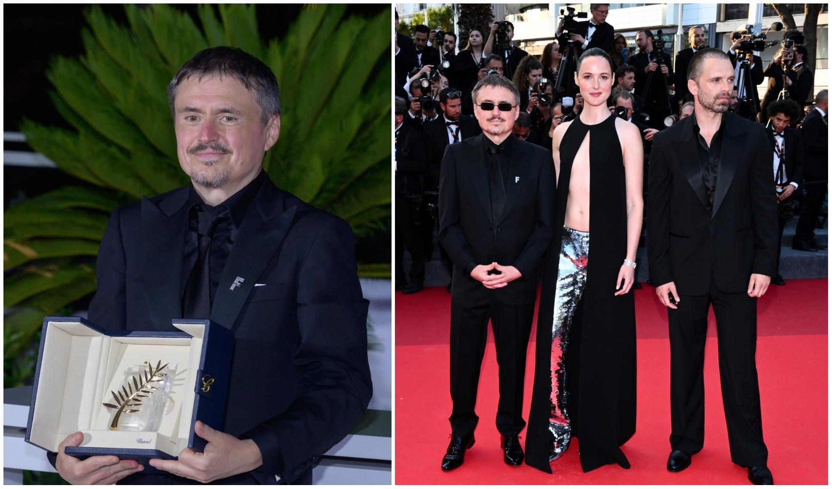 colaj foto cu cristian mungiu, sebastian stan si renate reinsve la cannes
