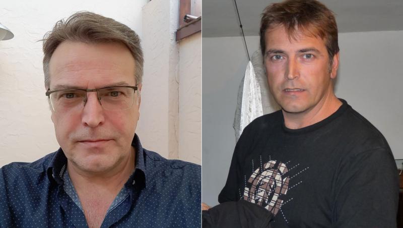 actor &icirc;n mai multe ipostaze pe un fundal luminos