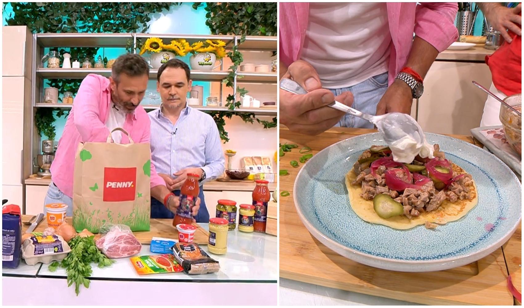 colaj foto cu razvan simion si nicolai tand si imagine cu reteta de pulled pork pe blinis