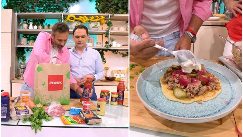 colaj foto cu razvan simion si nicolai tand si imagine cu reteta de pulled pork pe blinis