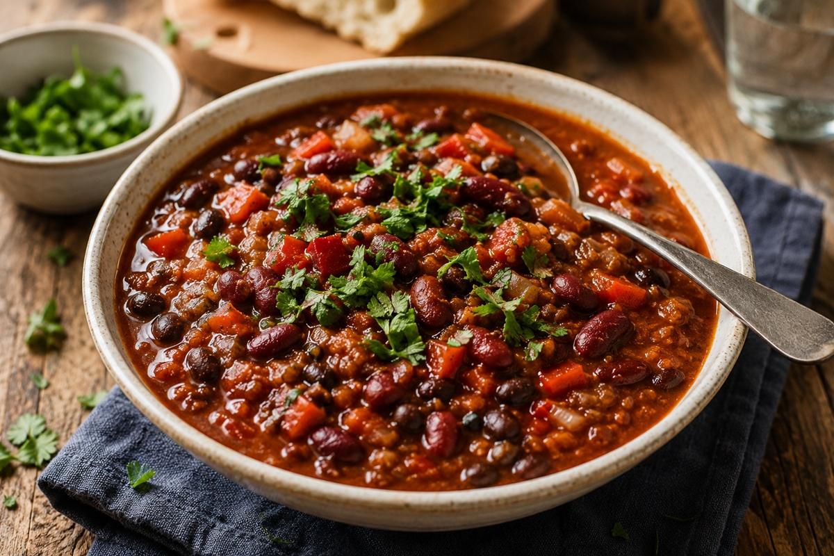 Chilli no carne. Rețetă autentică, aromată și sățioasă, fără carne