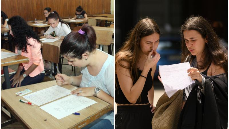 colaj foto cu elevi care sustin examenul de bacalaureat