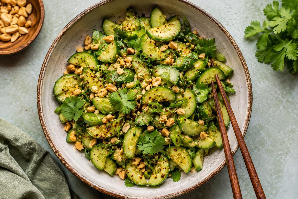 Salată picantă de castraveți cu arahide. Rețetă gustoasă și hrănitoare, de vară