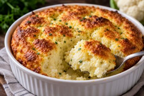 Sufleu de conopidă cu br&acirc;nză gruyere. O rețetă delicioasă inspirată din bucătăria franceză