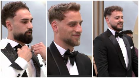 Mireasa, sezon 13. Băieții au defilat &icirc;n costume de mire &icirc;n fața celor dragi. Imagini emoționante cu Alan, Sebastian și Alexandru