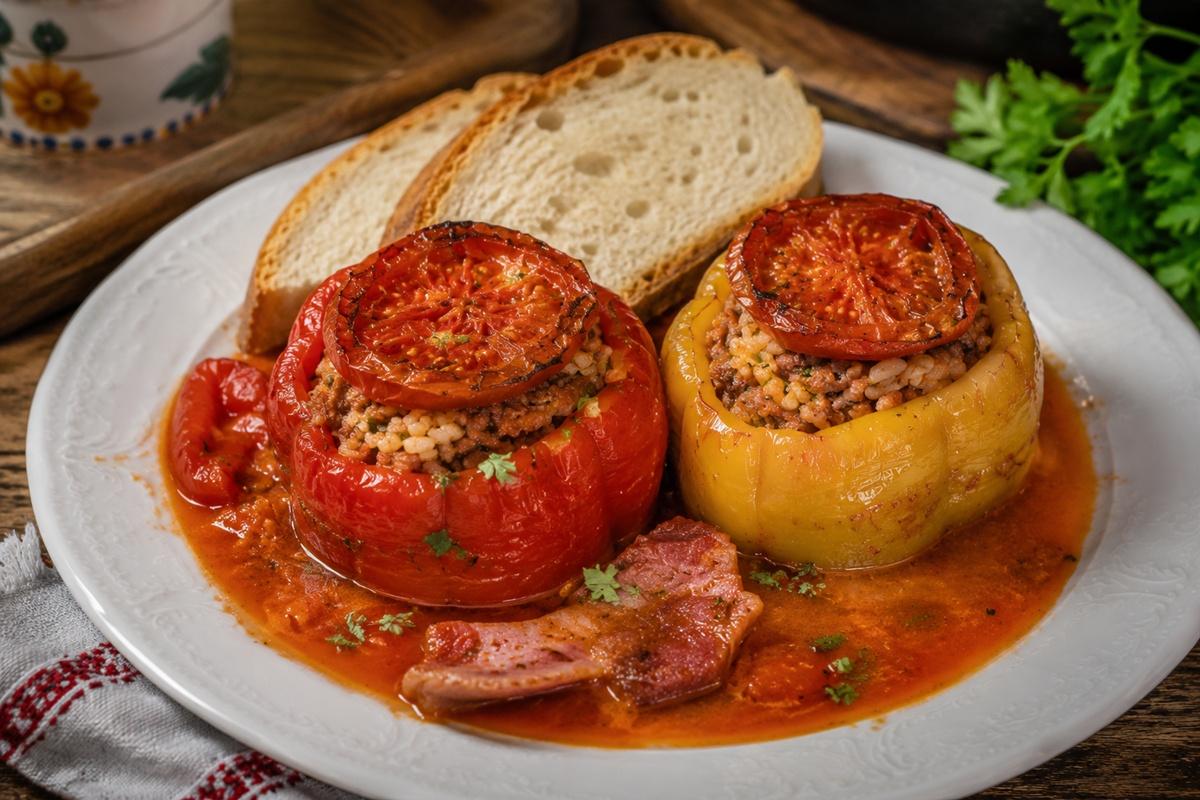 Această variantă de ardei umpluți aduce în prim-plan ingrediente care îi conferă un caracter aparte.