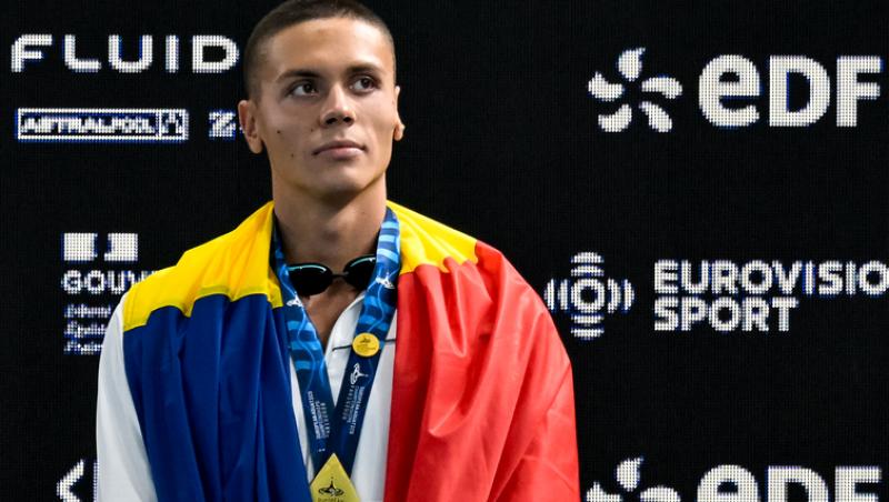 David Popovici, aur la 200 m liber la Campionatele Europene de la Paris. Sportivul român a marcat un moment istoric în natație