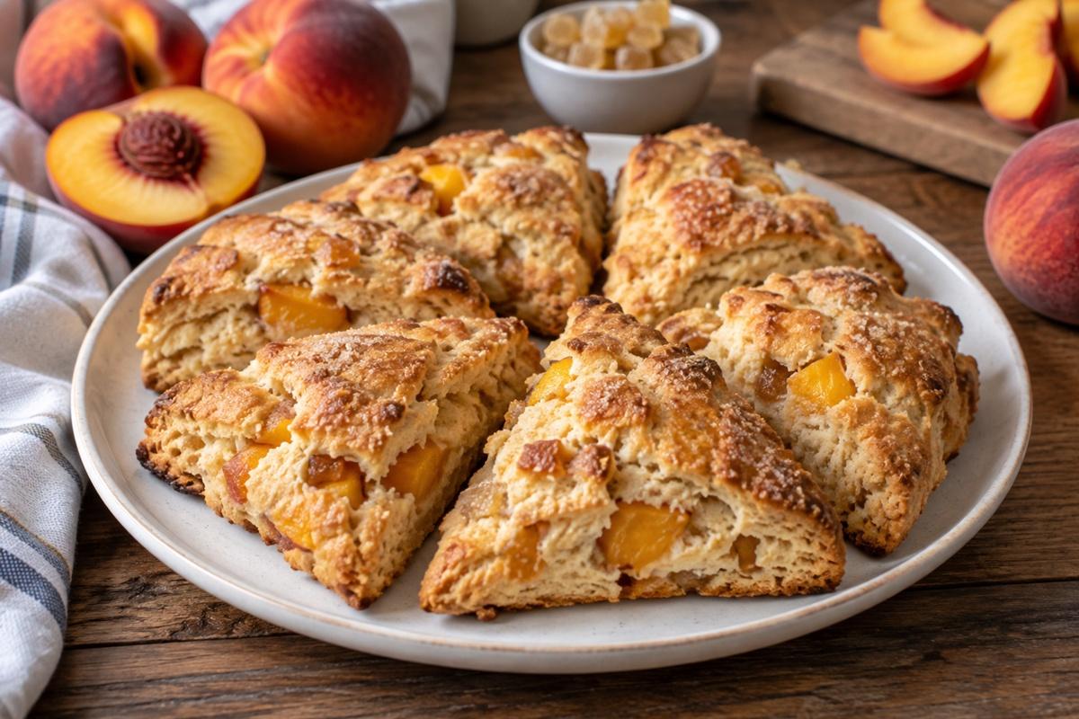 Scones cu piersici și ghimbir &ndash; fragezi, aromați și ușor de preparat
