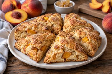 Scones cu piersici și ghimbir &ndash; fragezi, aromați și ușor de preparat