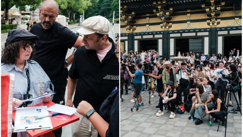 colaj foto cu imagini de la filmarile asia express