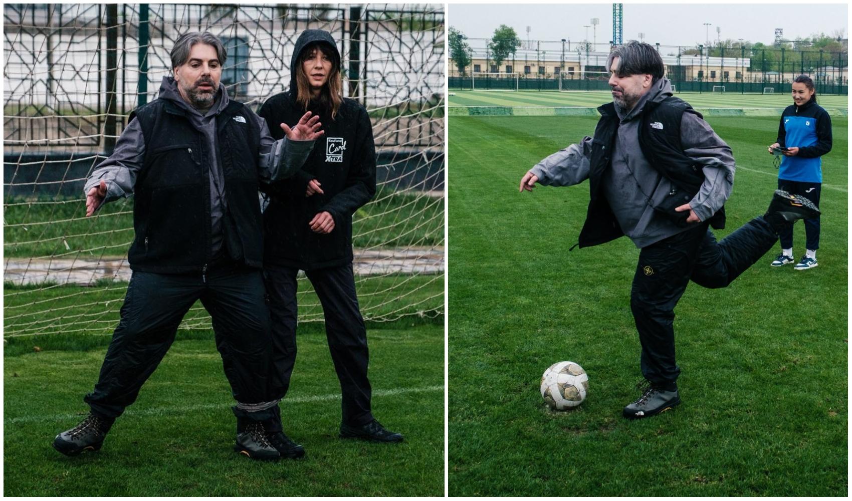 colaj foto cu maurice munteanu la asia express jucand fotbal