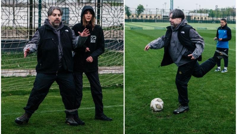 colaj foto cu maurice munteanu la asia express jucand fotbal