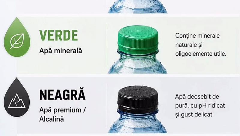 Ce poate indica, de fapt, culoarea capacului unei sticle de apă