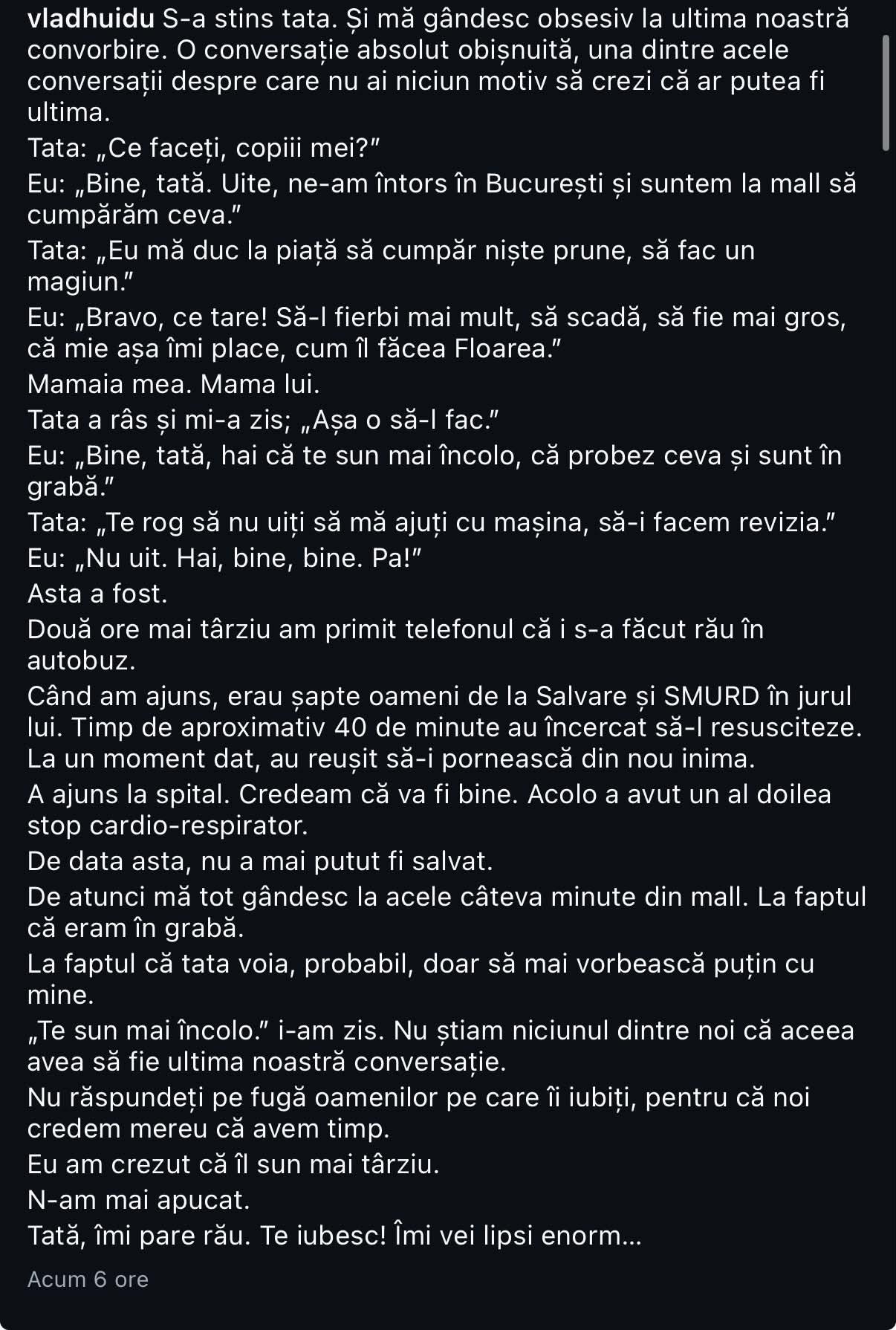 mesajul lui vlad huidu