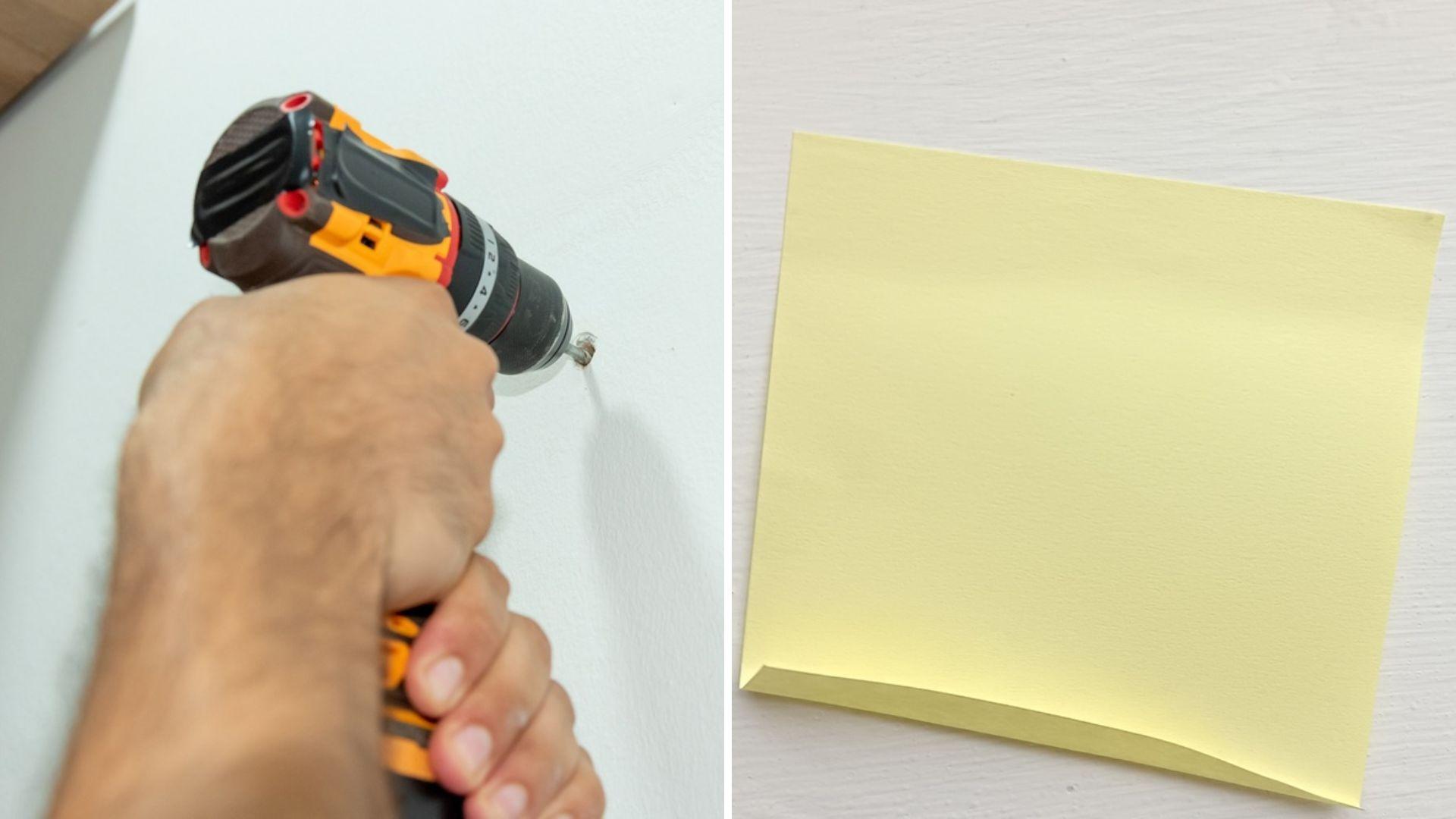 De ce să lipești un Post-it sub locul &icirc;n care dai gaură cu bormașina. Trucul vechi care te scapă de mizerie