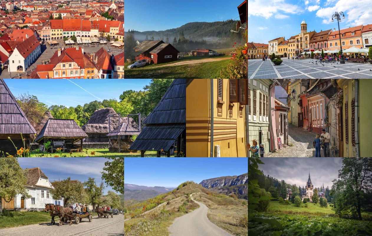 colaj cu mai multe poze, peisaje din românia