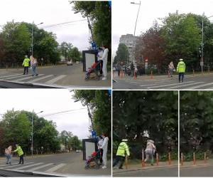 Femeie din Bacău, alergată de un poliţist de la circulaţie ca să fie amendată. Trecuse strada în fugă când el i-a cerut să se oprească