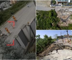 Momentul în care strada din Cluj s-a surpat și s-a format un crater uriaș. Un cartier riscă să rămână izolat: "Am început să ne mutăm lucrurile"