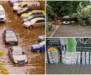 Imagini apocaliptice după cea mai puternică furtună din ultimii 50 de ani în București. Mașinile, ciuruite de grindină