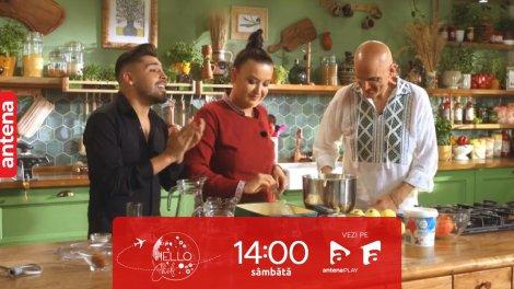 Hello Chef sezonul 6, 23 septembrie 2023. Roxana Blenche, Damian Drăghici și Luis Gabriel au făcut o plăcintă cu mere bucureșteană